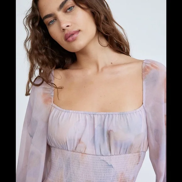 Aritzia Wilfred Bella Slit Dress Light Birch/Pale Sky - Picture 4 of 11